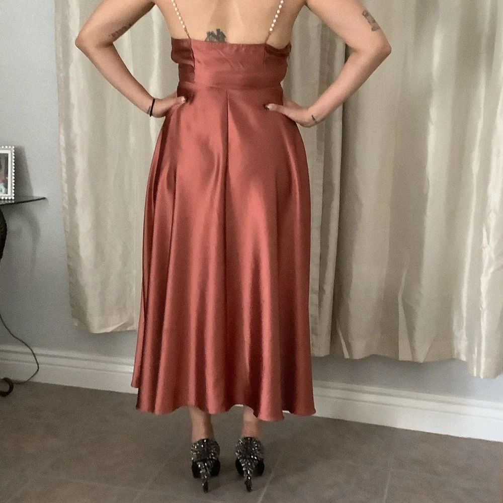 SHEIN Copper Satin Midi Dress - Picture 4 of 6